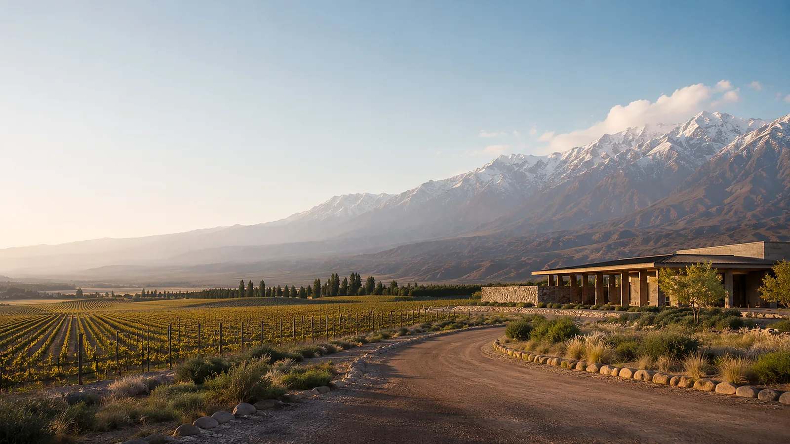 Viñedos y paisaje del Valle de Uco al pie de la Cordillera