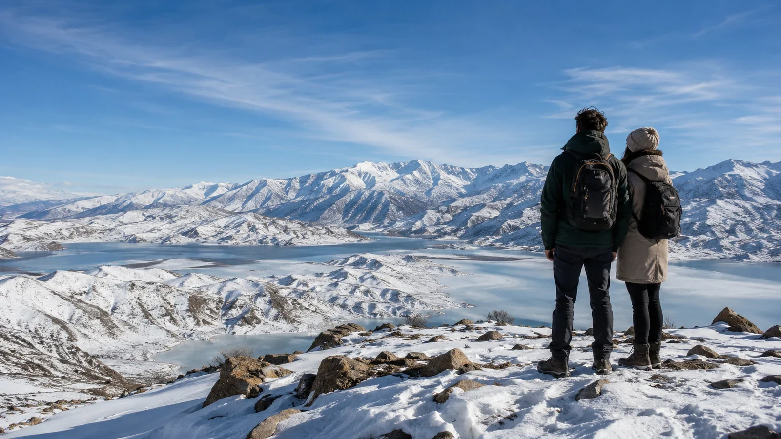 Paisaje de alta montaña cubierto de nieve en Mendoza