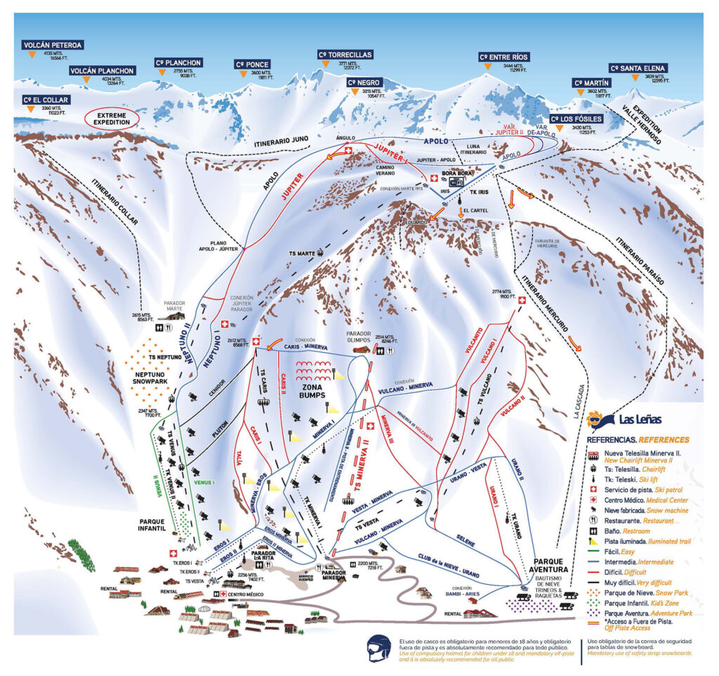 mapa de pislas de las leñas centro de ski